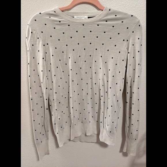 Equipment Tops - Equipment Femme Black & White Silk Polka Dot Long Sleeve Top Size XS